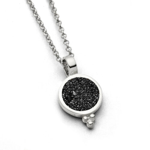 DUR Schmuck Kette NACHTHIMMEL Lavasand, Silber 925/- rhod. 42cm (K2509)