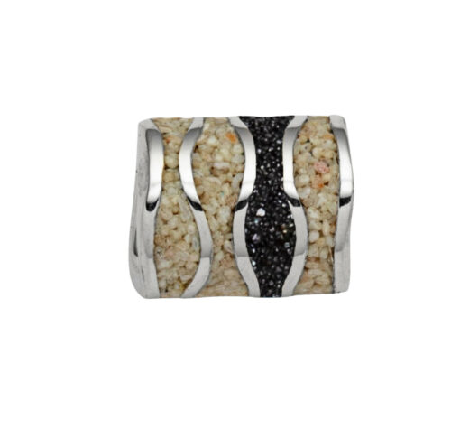 DUR Schmuck Bead STRANDWELLEN Lavasand,Strandsand Silber 925/- rhod. (P3842)