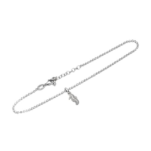 DUR Schmuck Fußkette SEEPFERD Silber 925/- rhodiniert 22,5cm + 3cm (A1727)