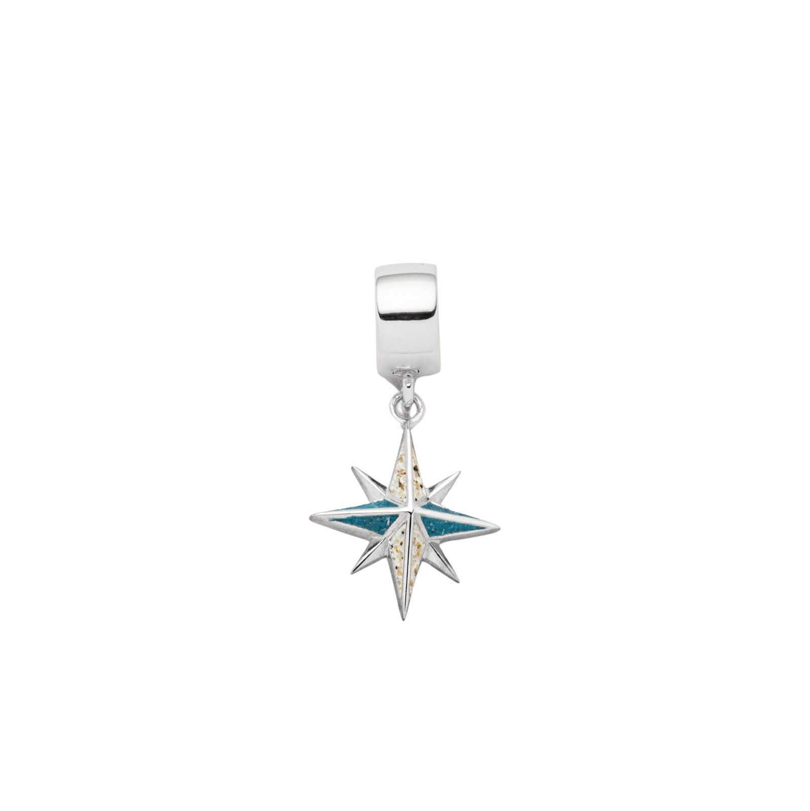 DUR Schmuck Charm KOMPASSROSE Steinsand, Silber 925/- rhodiniert (F330) – Bild 1