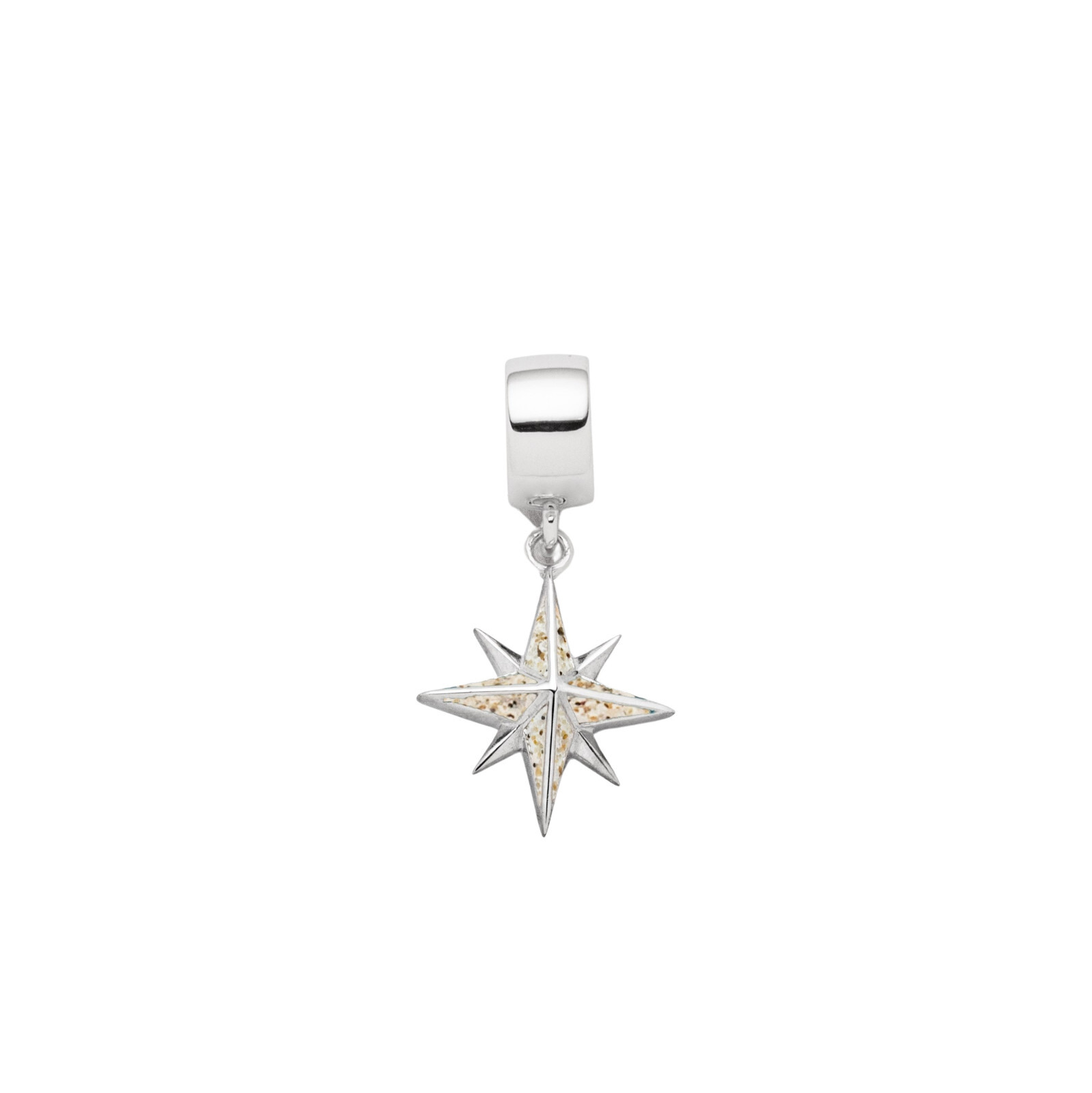 DUR Schmuck Charm KOMPASSROSE Strandsand, Silber 925/- rhodiniert (F328) – Bild 1
