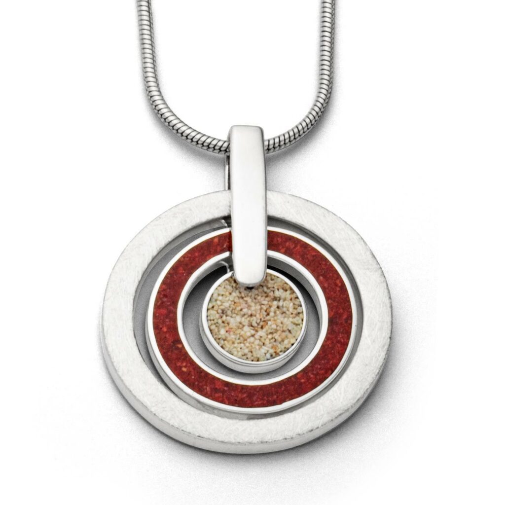 DUR Schmuck Anhänger ROTER PIRAT Strandsand, Koralle, Silber 925/- rhod. (P3575)