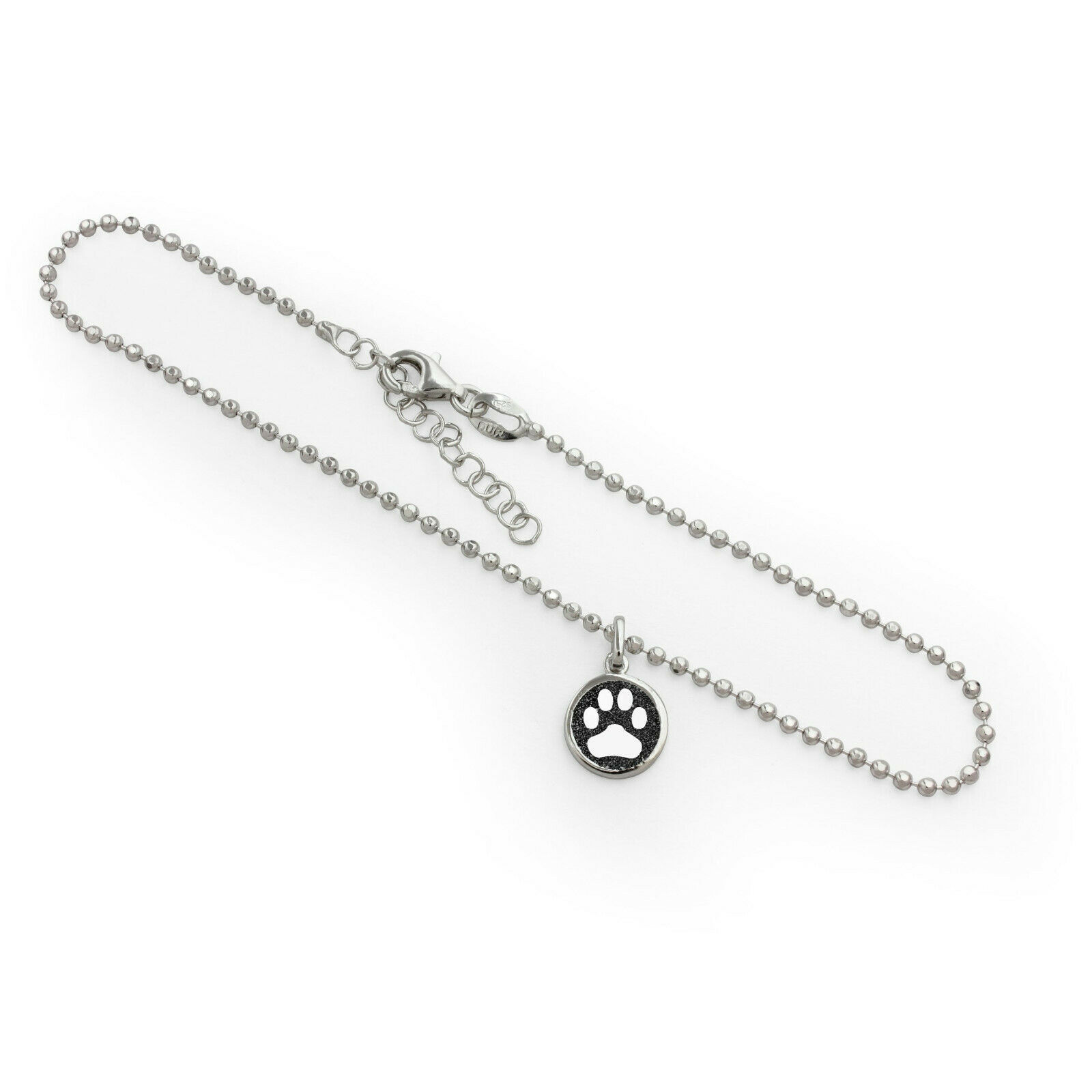 DUR Schmuck Fußkette LUCKY DOG Lavasand, Silber 925/- rhod. 22,5cm+3cm (A1667) – Bild 1