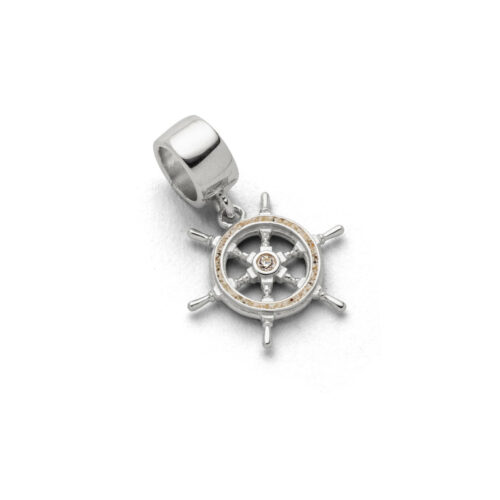 DUR Schmuck Charm STEUERRAD, Strandsand, Silber 925/- rhodiniert (F260)