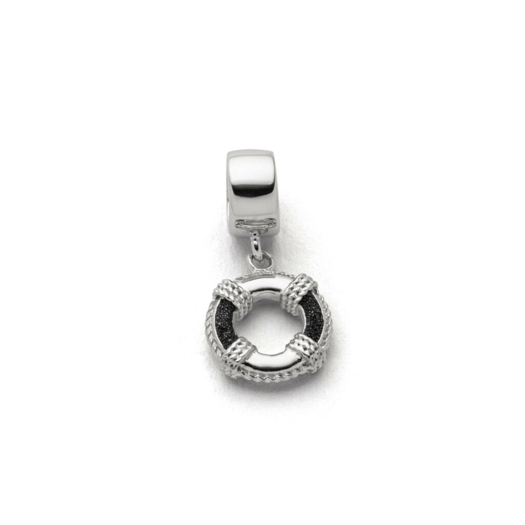 DUR Schmuck Charm RETTUNGSRING, Lavasand, Silber 925/- rhodiniert (F263)