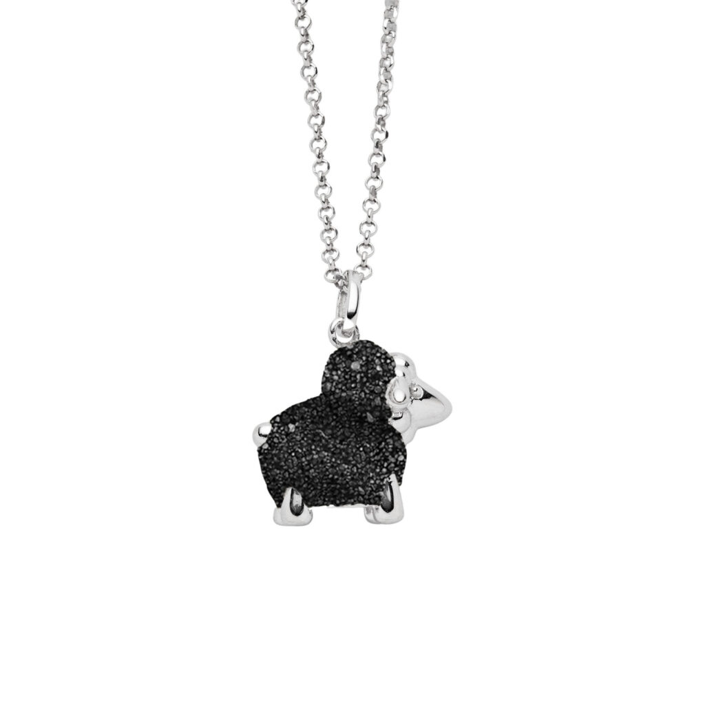 DUR Schmuck Anhänger SCHAF, Lavasand, Silber 925/- rhodiniert (P4326)