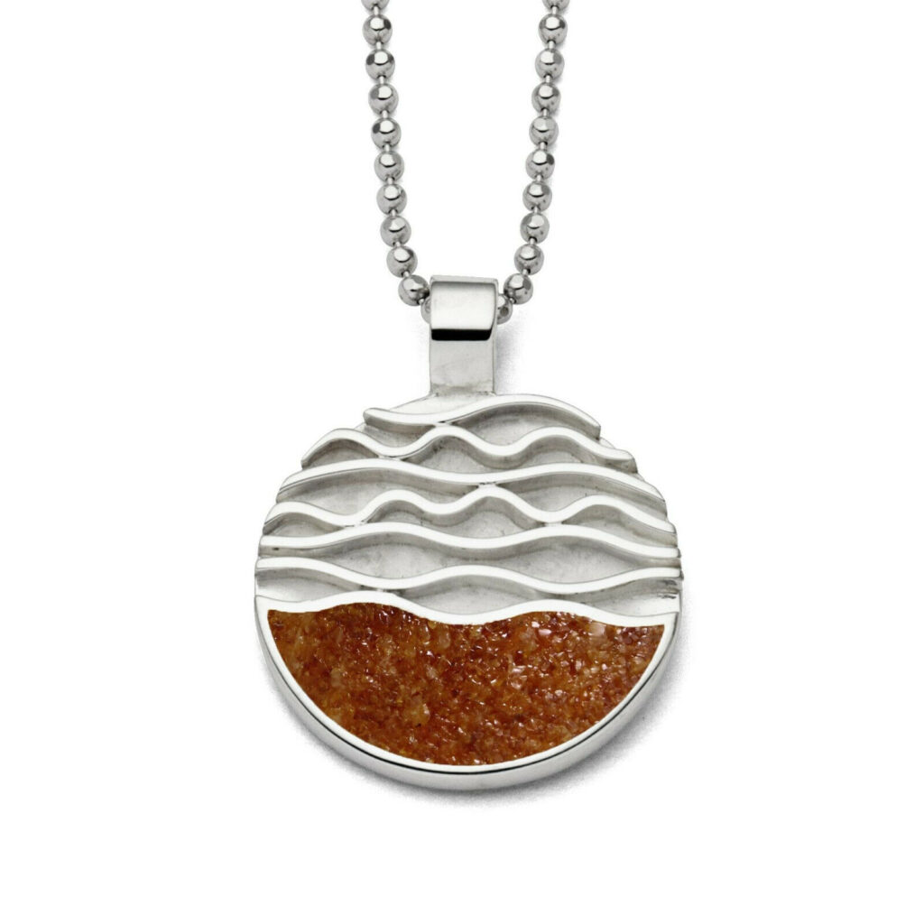 DUR Schmuck Anhänger STRANDWELLEN Bernstein, Silber 925/- rhodiniert (P3398)