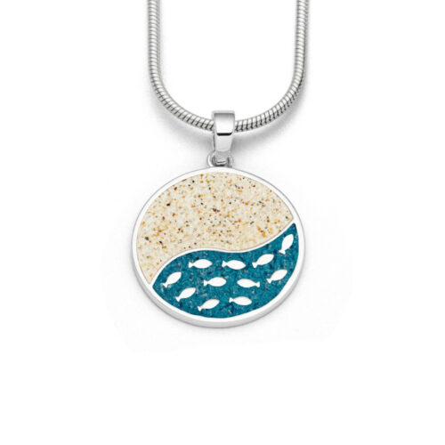 DUR Schmuck Anhänger FISCHSCHWARM Strandsand,Steinsand,Silber 925/- rhod (P3907)