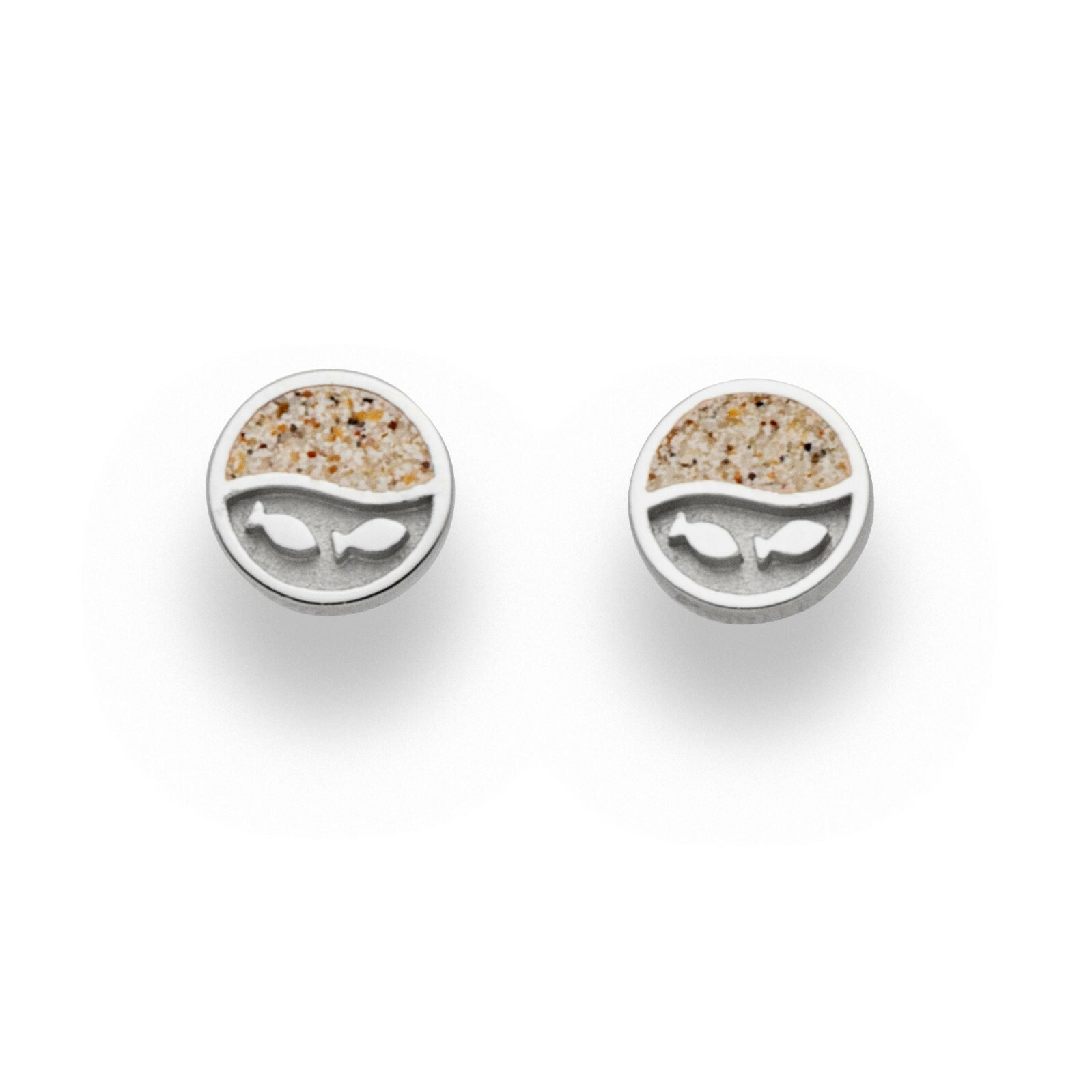 DUR Schmuck Ohrstecker FISCHSCHWARM Strandsand, Silber 925/- rhodiniert (O5289) – Bild 1
