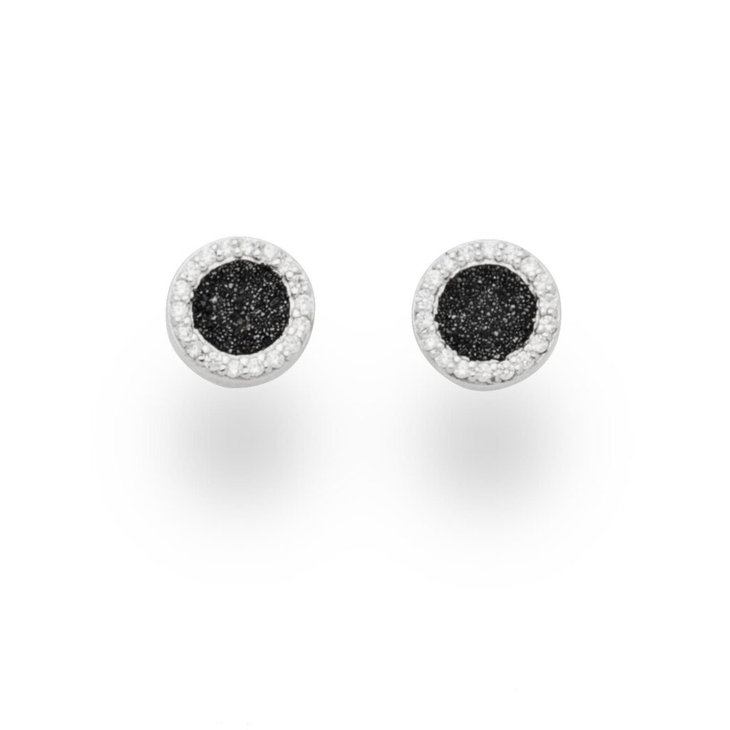 DUR Schmuck Ohrstecker WASSERFLIMMERN Lavasand, Zirkonia, Silber 925/- (O5042)