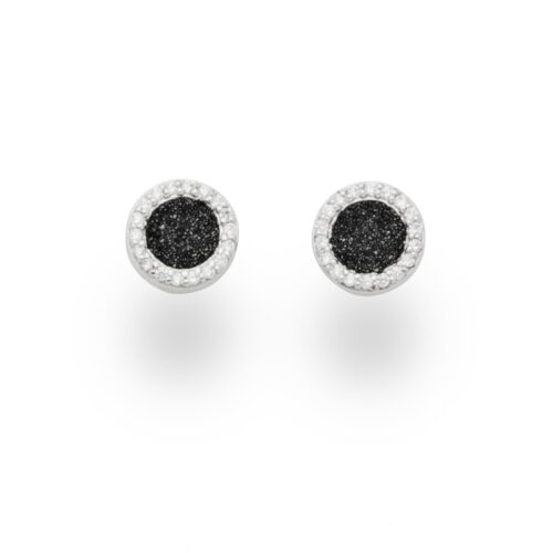 DUR Schmuck Ohrstecker WASSERFLIMMERN Lavasand, Zirkonia, Silber 925/- (O5042)