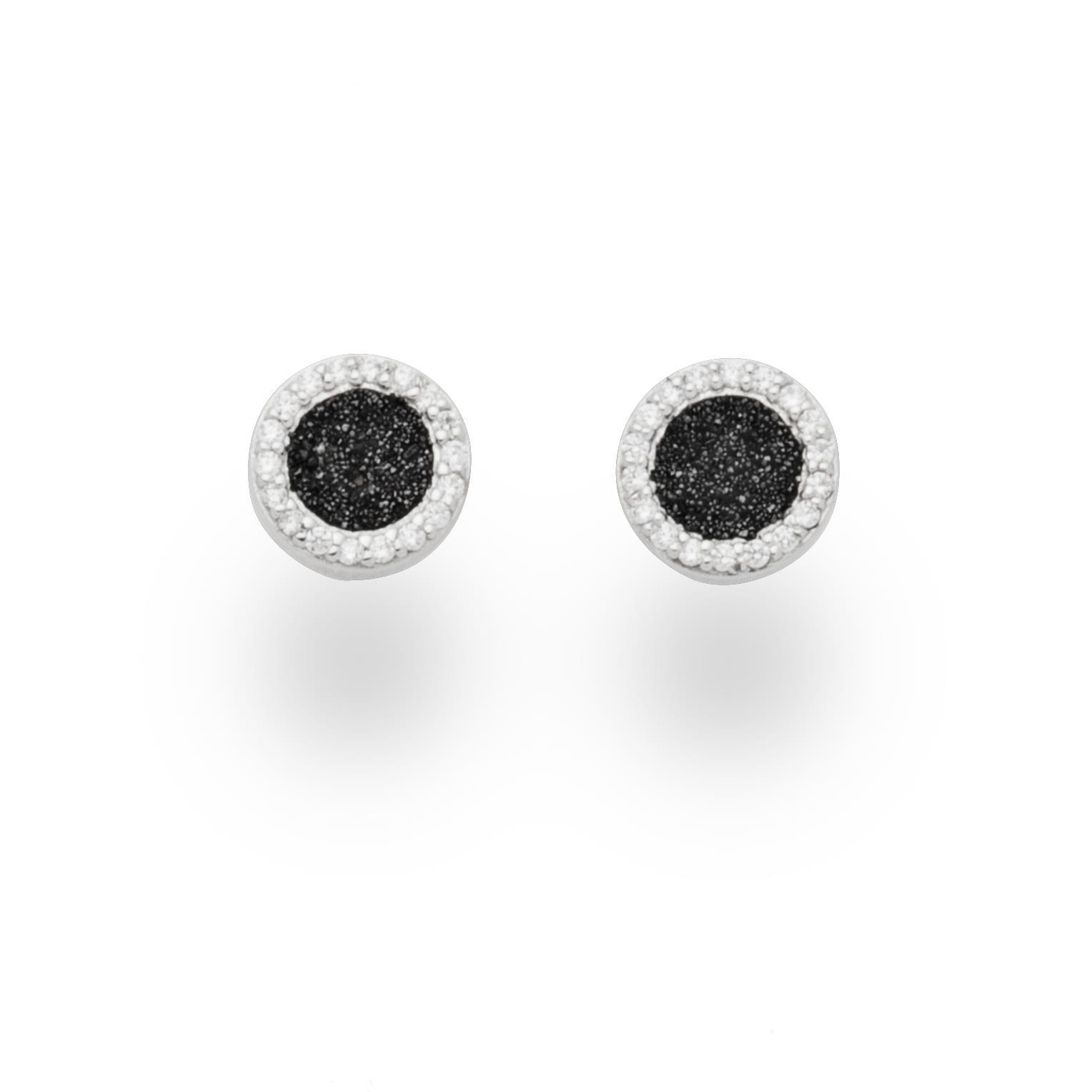 DUR Schmuck Ohrstecker WASSERFLIMMERN Lavasand, Zirkonia, Silber 925/- (O5042) – Bild 1
