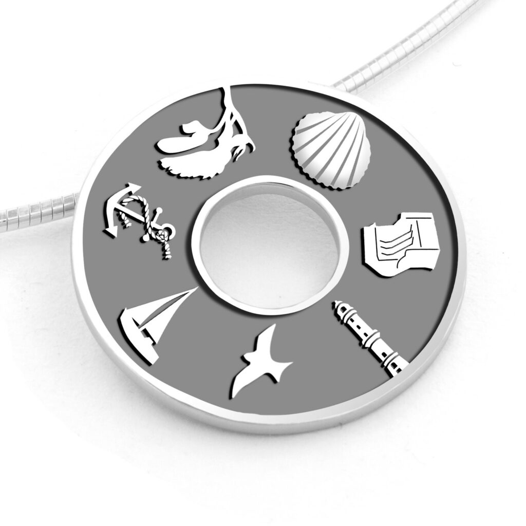 DUR Schmuck Anhänger Donut OSTSEE dunkel, Silber 925/- rhodiniert (P3944)