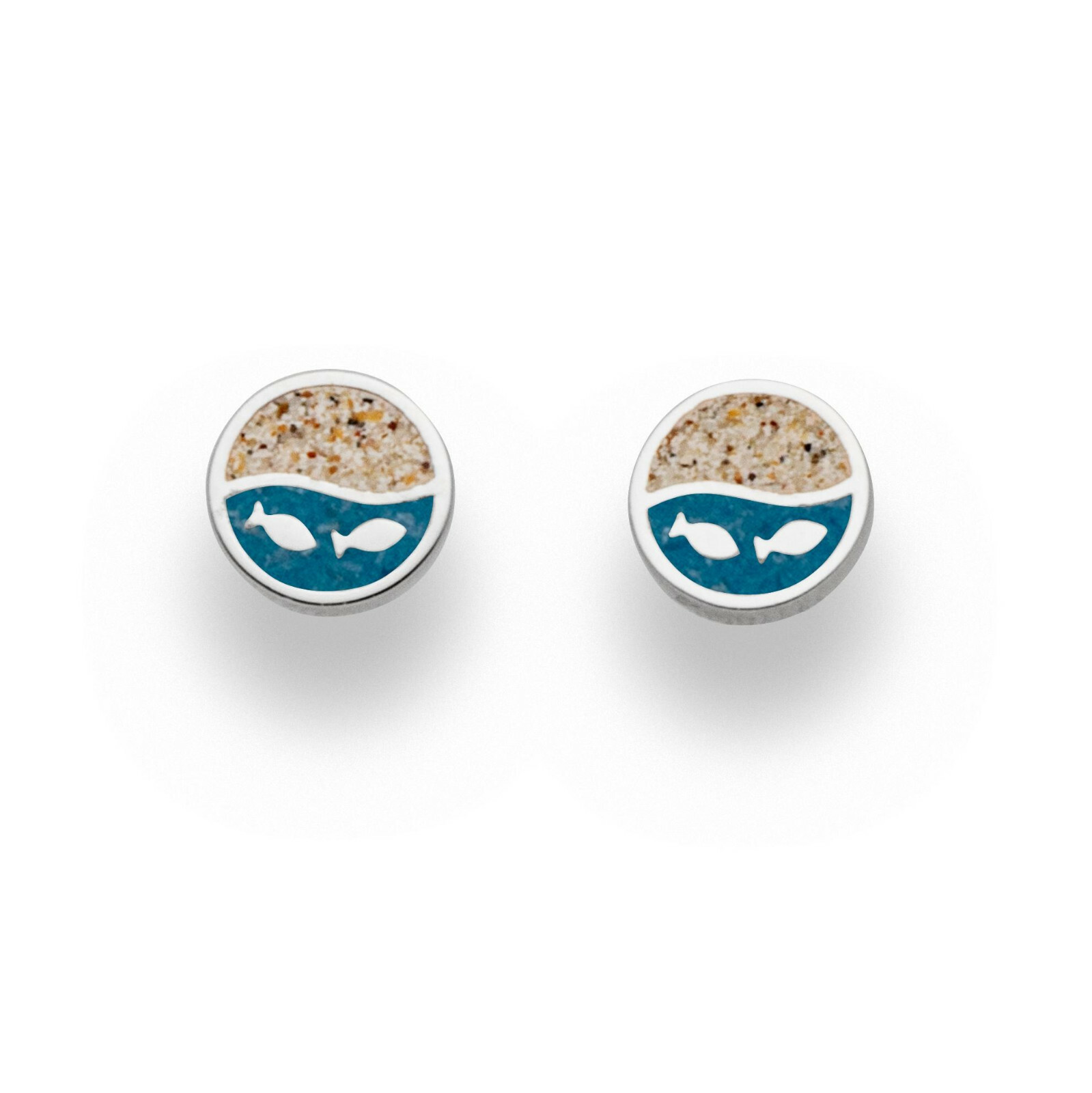 DUR Schmuck Ohrstecker FISCHSCHWARM Stein-Strandsand, Silber 925/- rhod. (O5287) – Bild 1