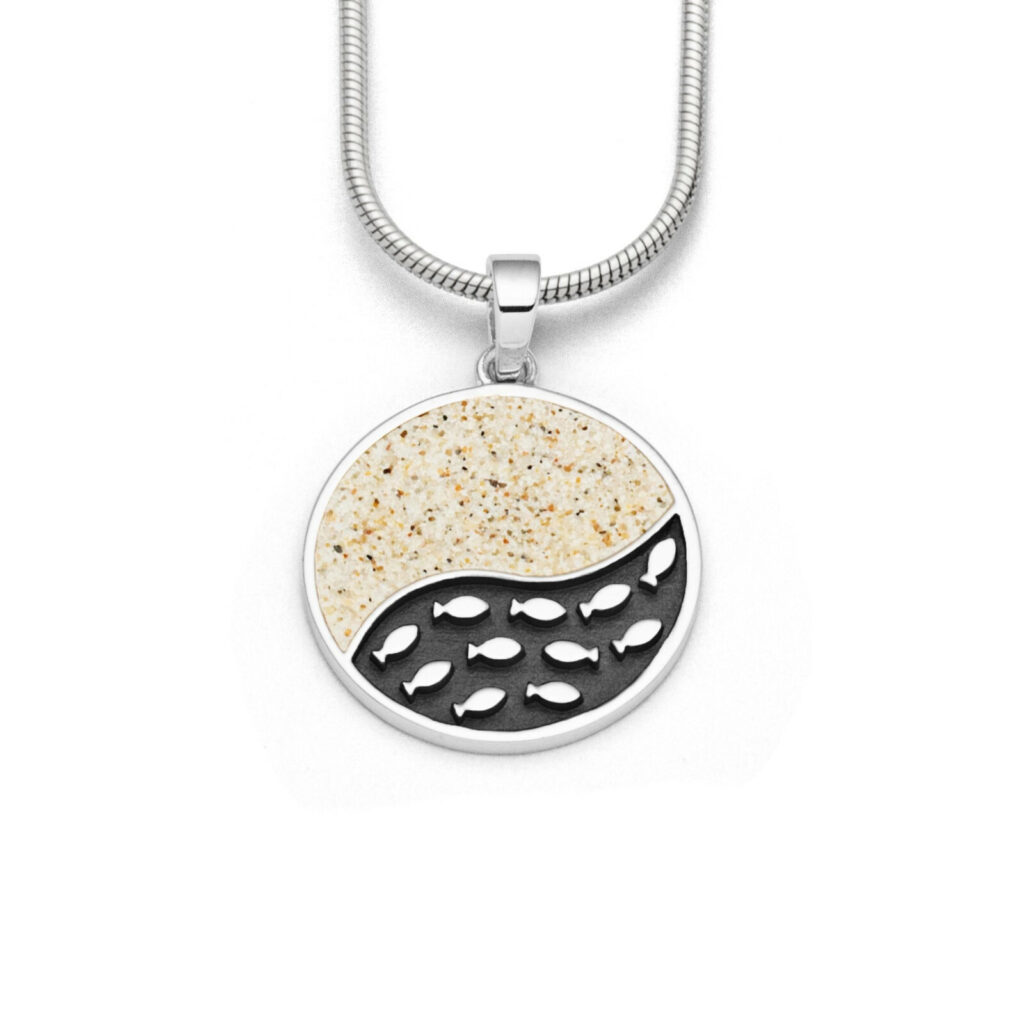DUR Schmuck Anhänger FISCHSCHWARM Strandsand, Silber 925/- rhodiniert (P3908)