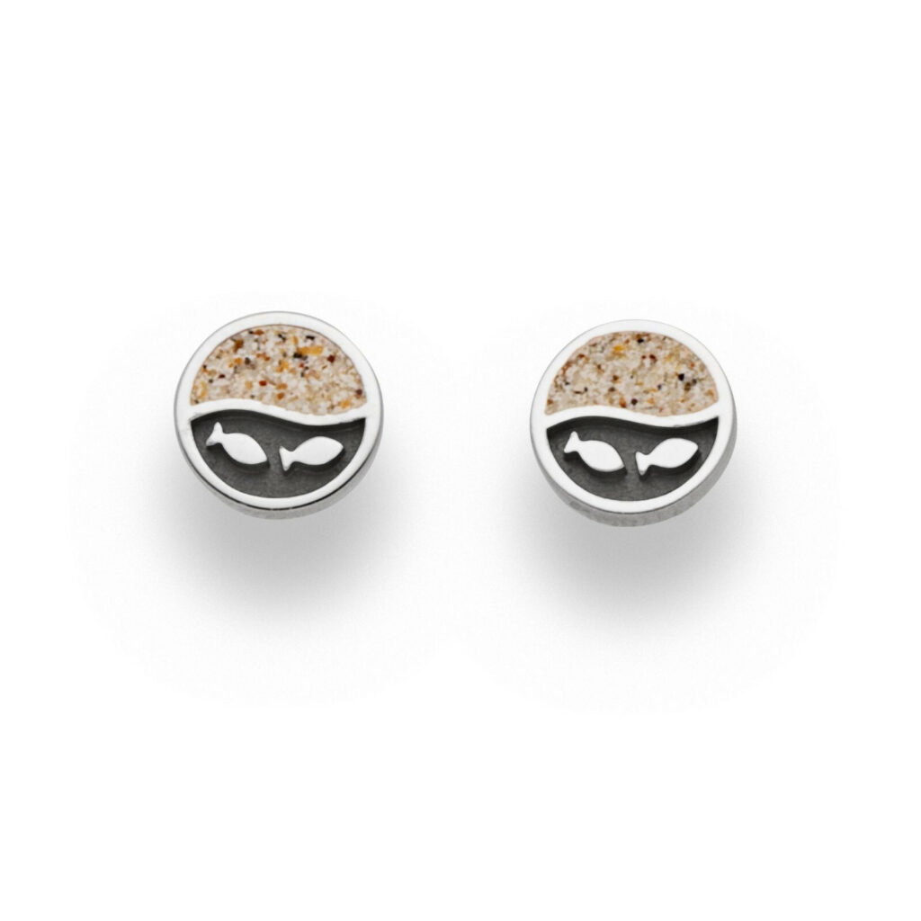 DUR Schmuck Ohrstecker FISCHSCHWARM Strandsand, Silber 925/- rhodiniert (O5288)