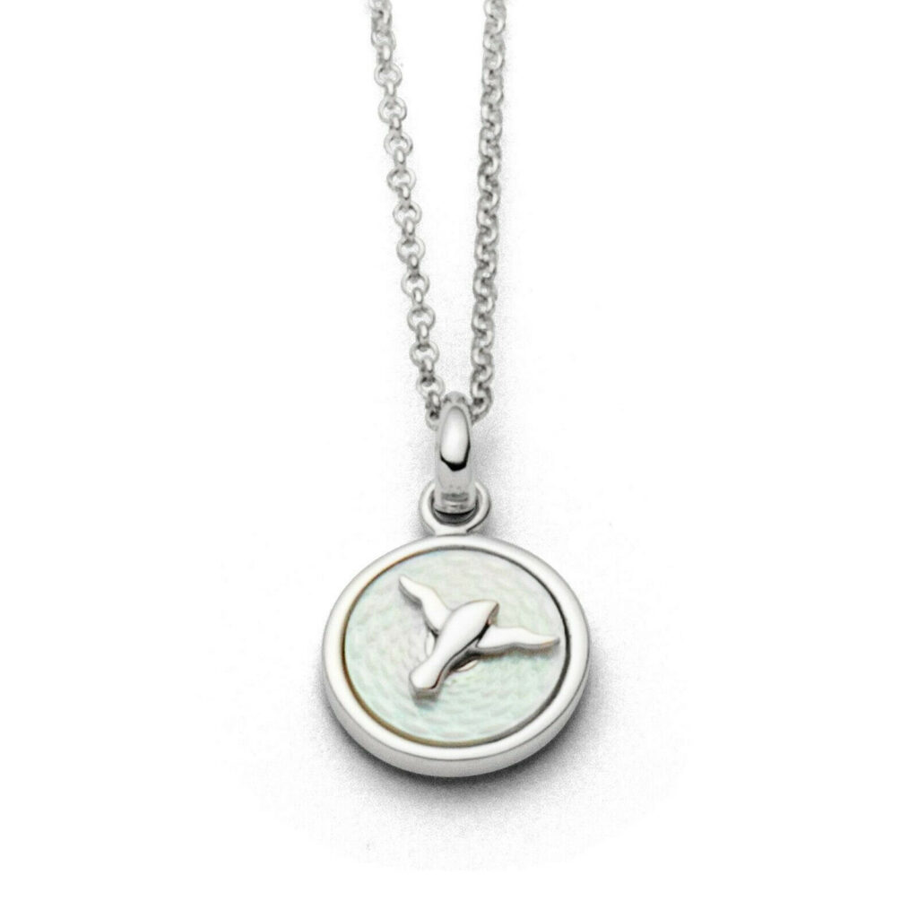 DUR Schmuck Kette WEIßE Möwe Perlmutt, Silber 925/- rhodiniert 42cm (K2529)