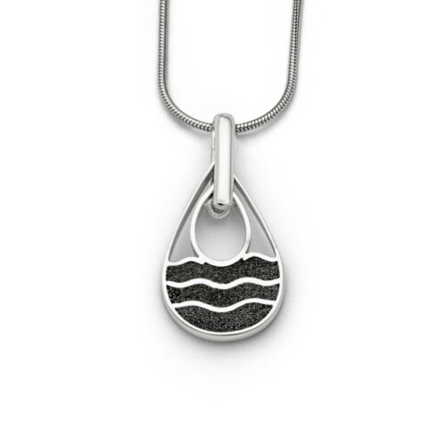 DUR Schmuck Anhänger STRANDWELLEN klein Lavasand, Silber 925/-rhodiniert (P4093)