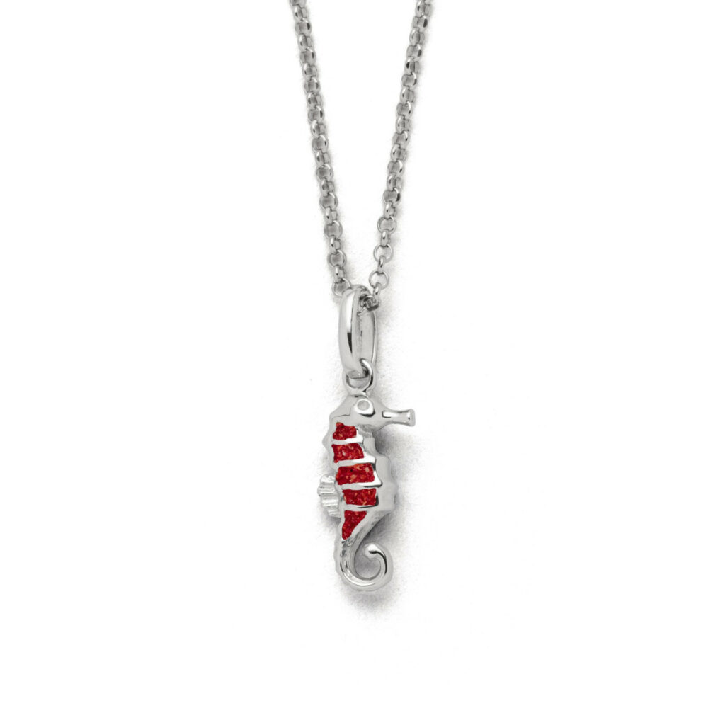 DUR Schmuck Kette SEEPFERDCHEN Korallensand, Silber 925/-rhodiniert 42cm (K2720)