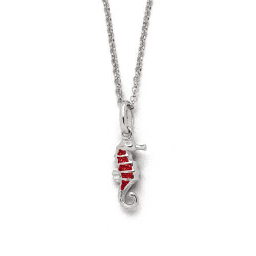 DUR Schmuck Kette SEEPFERDCHEN Korallensand, Silber 925/-rhodiniert 42cm (K2720)