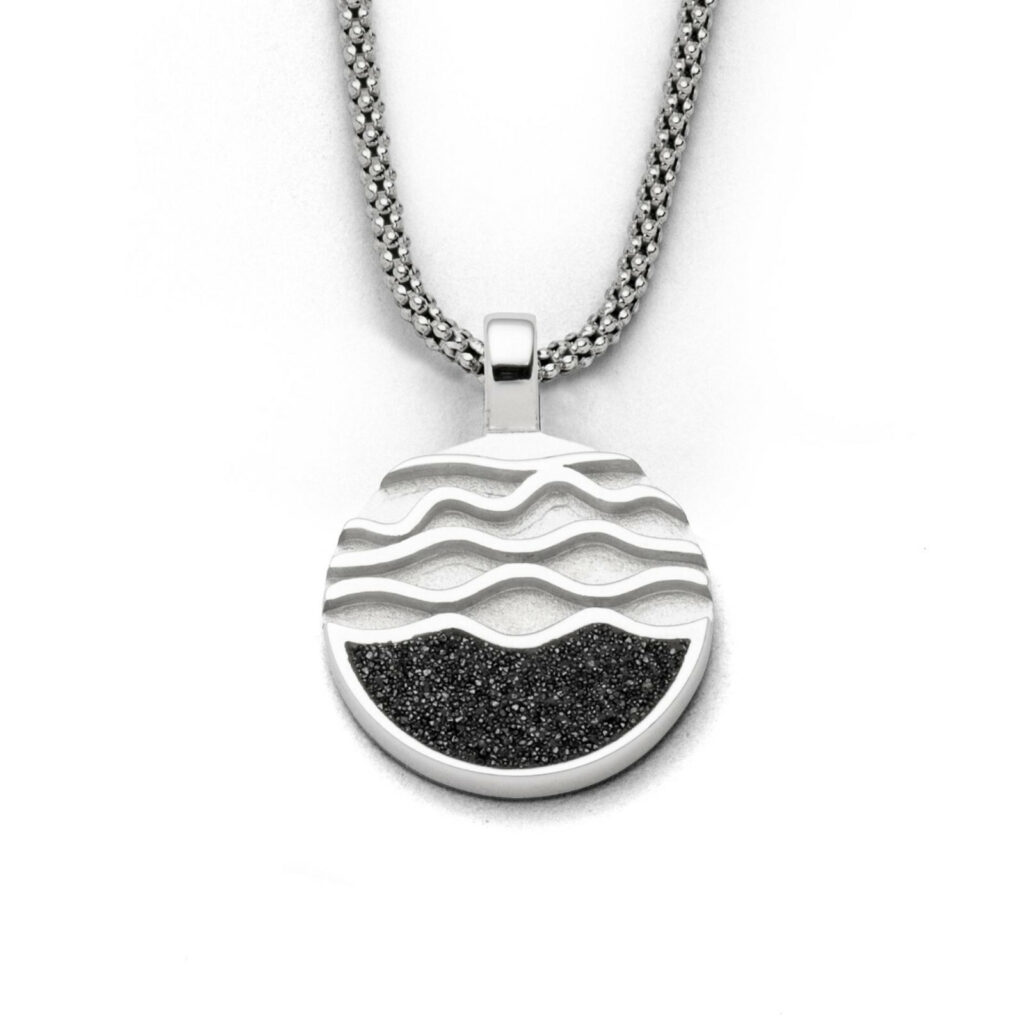 DUR Schmuck Anhänger STRANDWELLEN 2.0 Lavasasand, Silber 925/- rhod. (P4047)