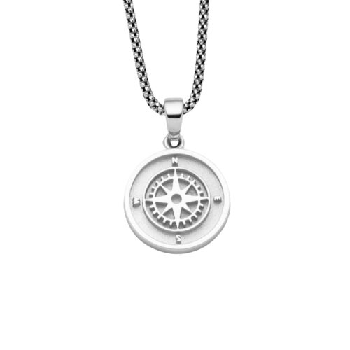 DUR Schmuck Anhänger KOMPASSROSE 2.0 HELL Silber 925/- rhodiniert (P4119)