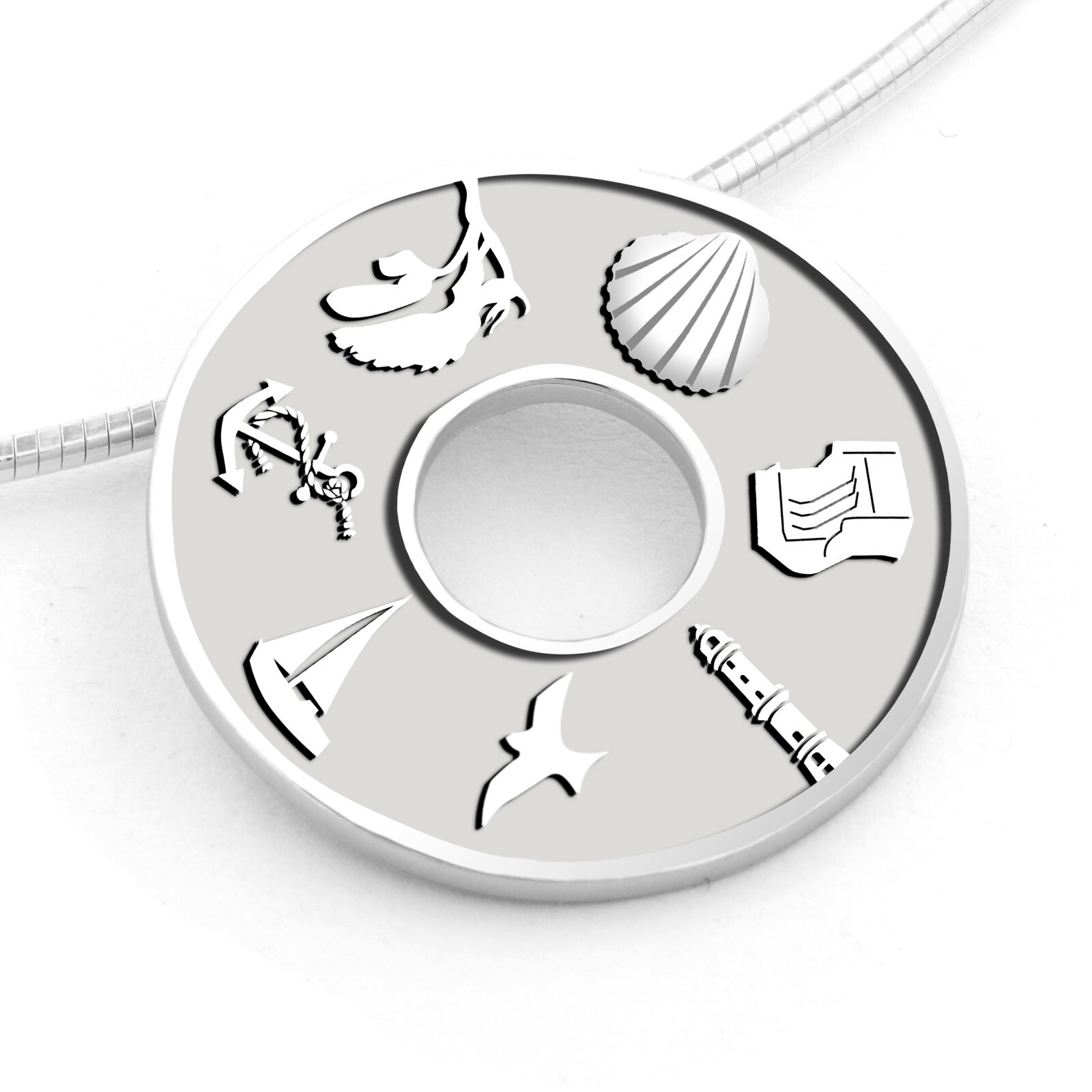 DUR Schmuck Anhänger Donut OSTSEE hell, Silber 925/- rhodiniert (P3945) – Bild 1