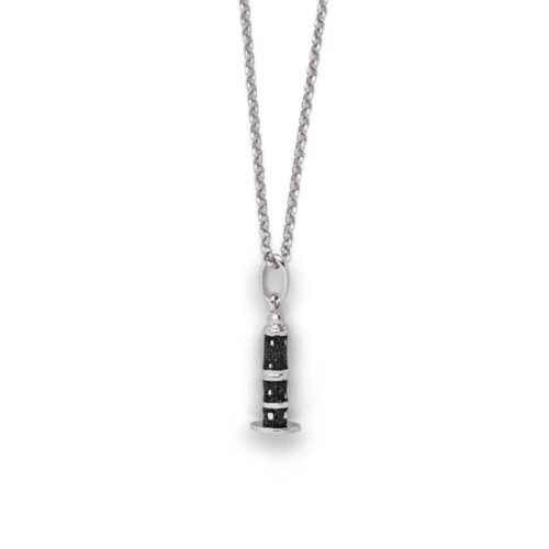 DUR Schmuck Kette LEUCHTTURM WARNEMÜNDE Lavasand Silber 925/- rhod. 42cm K2745