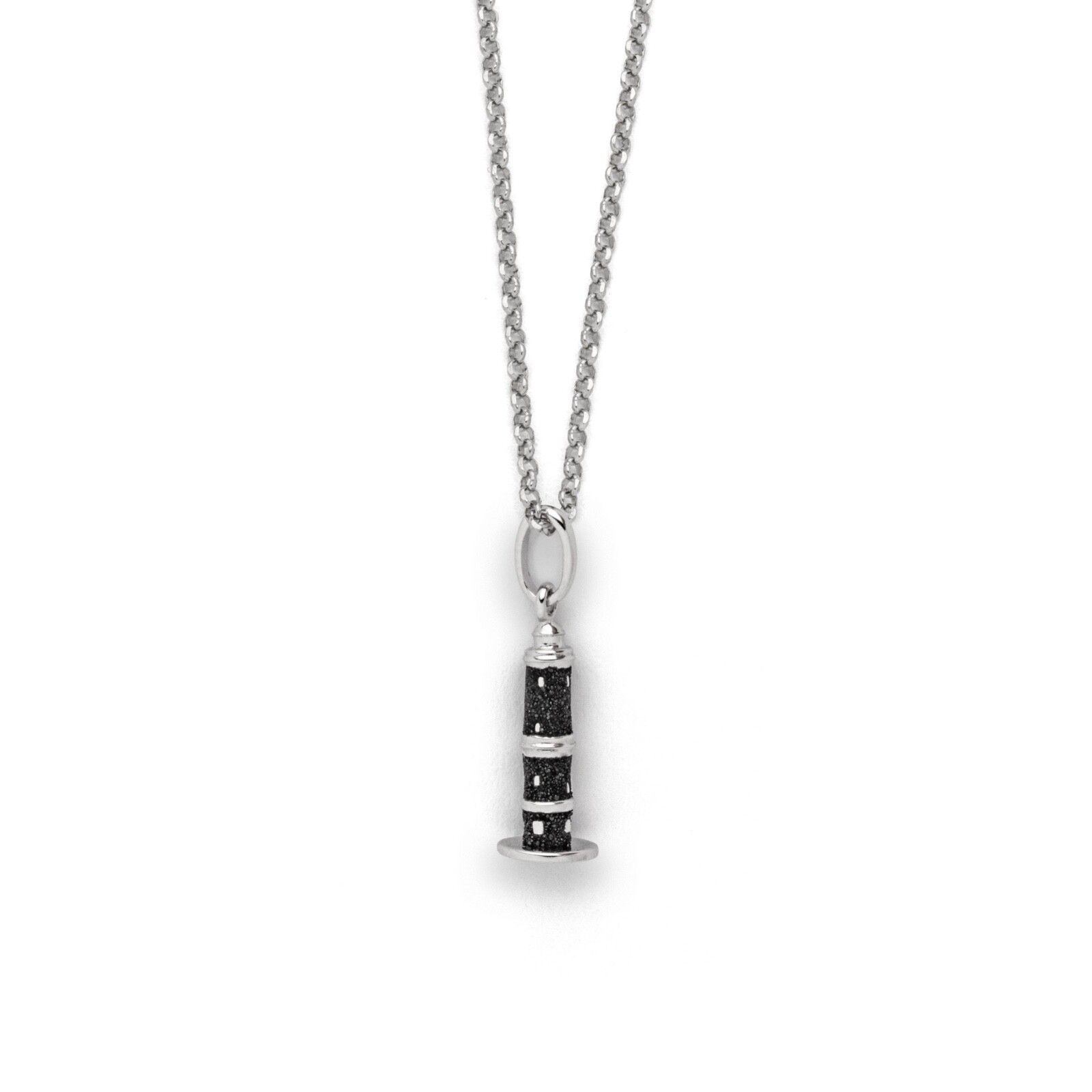 DUR Schmuck Kette LEUCHTTURM WARNEMÜNDE Lavasand Silber 925/- rhod. 42cm K2745 – Bild 1