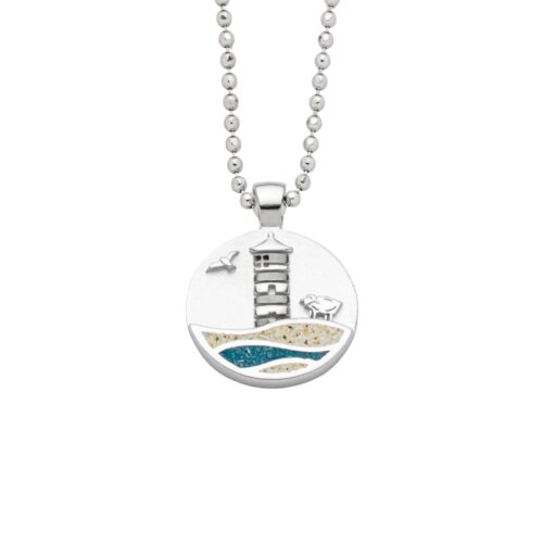 DUR Anhänger PILSUMER LEUCHTTURM, Strandsand, Steinsand, Silber 925/- rh. P4848