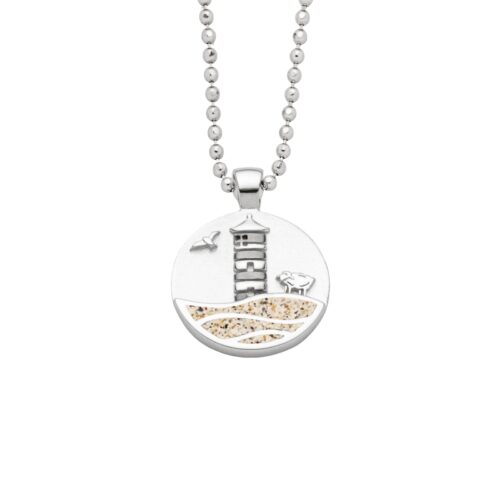 DUR Schmuck Anhänger PILSUMER LEUCHTTURM, Strandsand, Silber 925/- rhod. P4847
