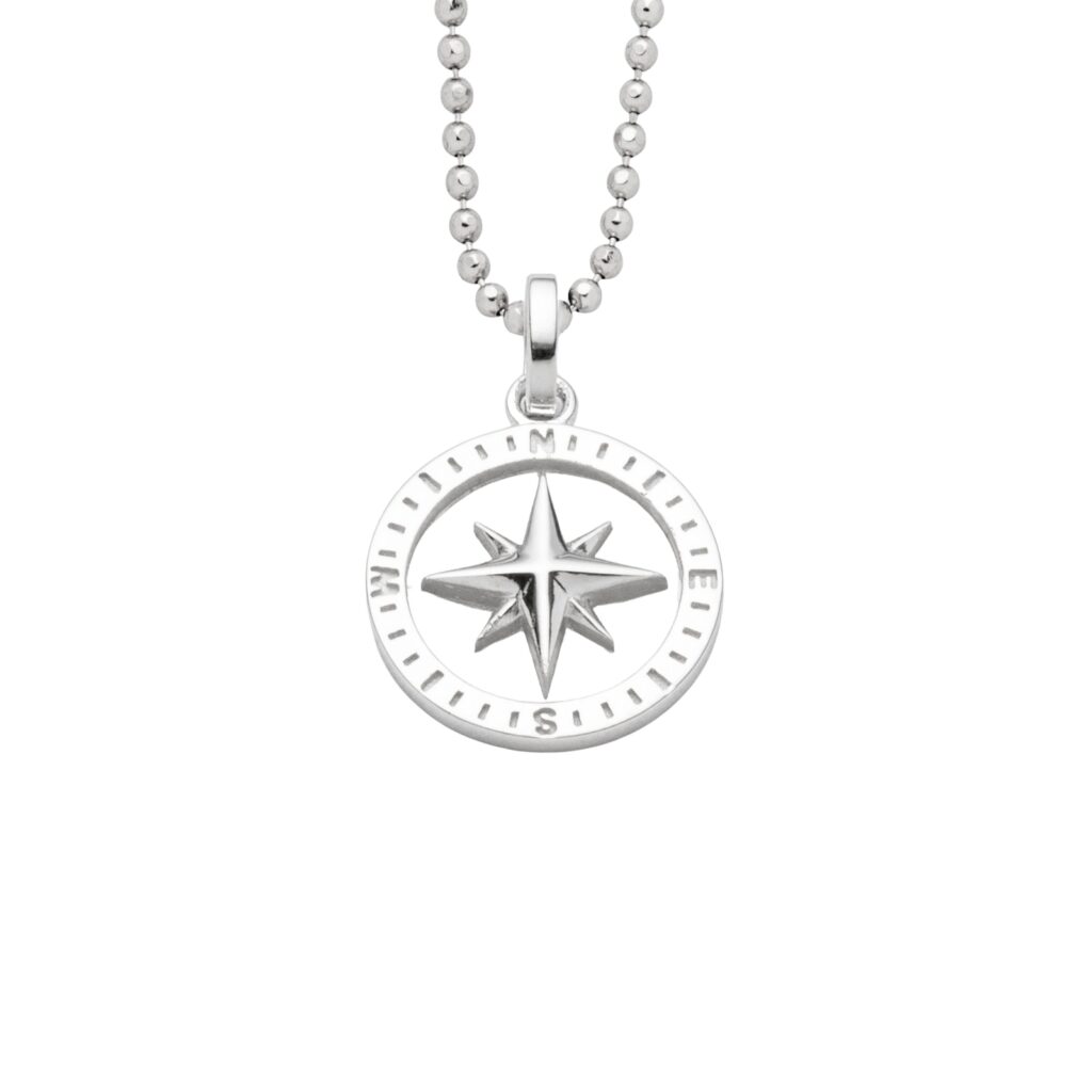 DUR Anhänger KOMPASSROSE 2.0 hell Silber 925/- rhod. 15mm (P4863)