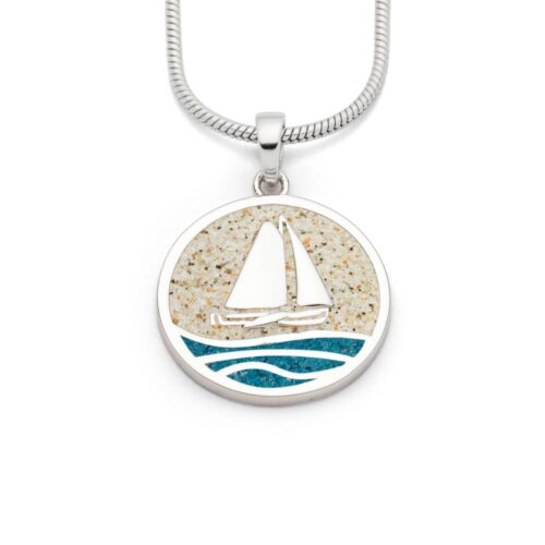 DUR Anhänger AHOI Strandsand /blauer Steinsand, Silber 925/- rhodiniert  (P4851)