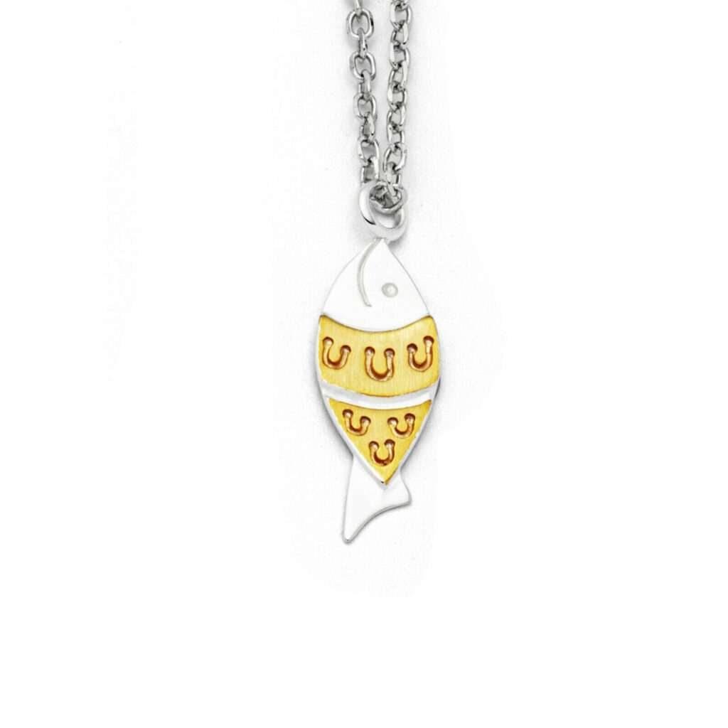 DUR Schmuck Anhänger FISCH zweifarbig 925er Sterlingsilber (P3759)
