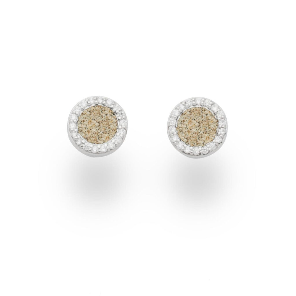 DUR Schmuck Ohrstecker WASSERFLIMMERN Strandsand, Zirkonia, Silber 925/- (O5041)