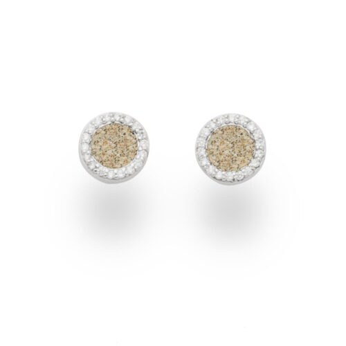 DUR Schmuck Ohrstecker WASSERFLIMMERN Strandsand, Zirkonia, Silber 925/- (O5041)