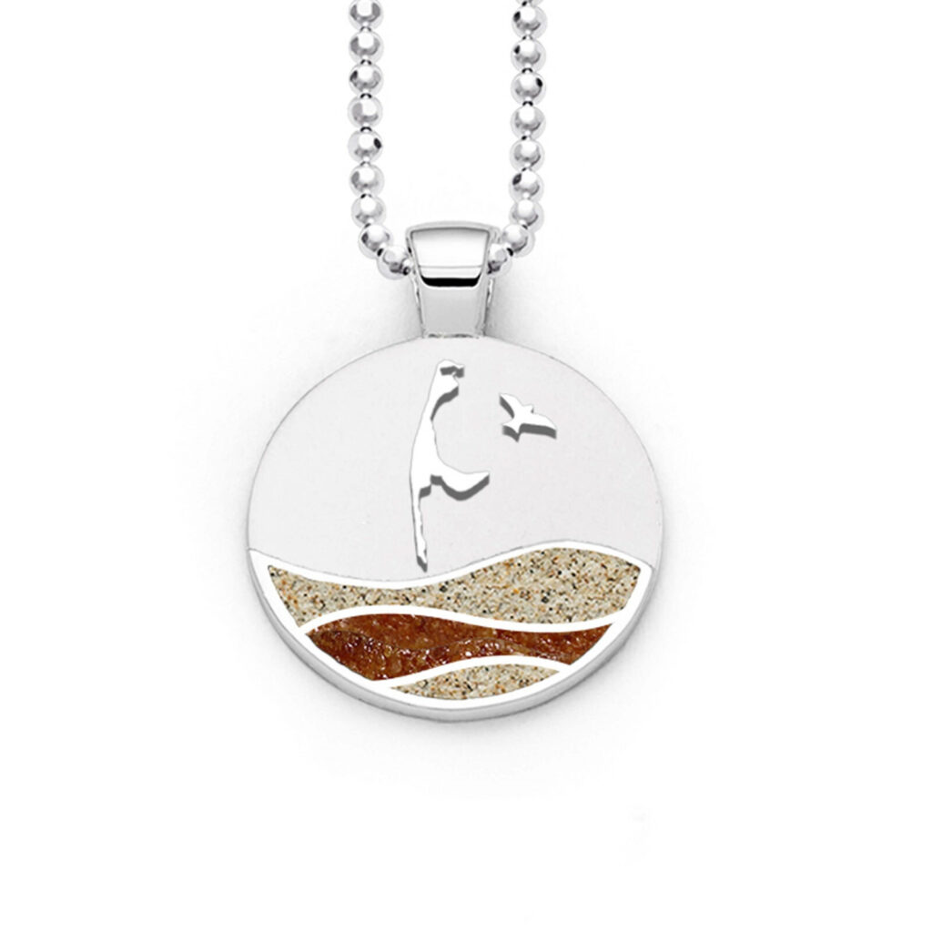 DUR Schmuck Anhänger SYLT Strandsand & Bernstein, Silber 925/- rhod. (P3931)