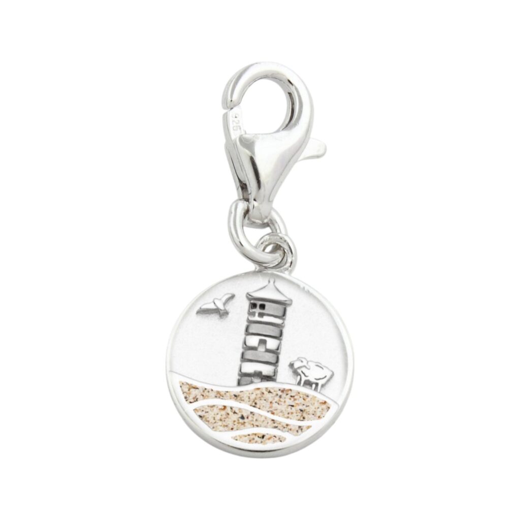 DUR Charm Strandwellen PILSUMER LEUCHTTURM Strandsand, Silber 925/- rhod. (F417)