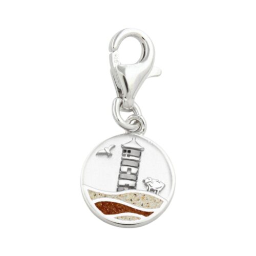 DUR Charm PILSUMER LEUCHTTURM Strandsand, Bernstein Silber 925/- rhod. (F418)