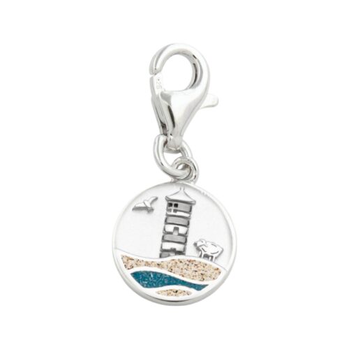 DUR Charm PILSUMER LEUCHTTURM Strandsand, Steinsand, Silber 925/- rhod. (F419)