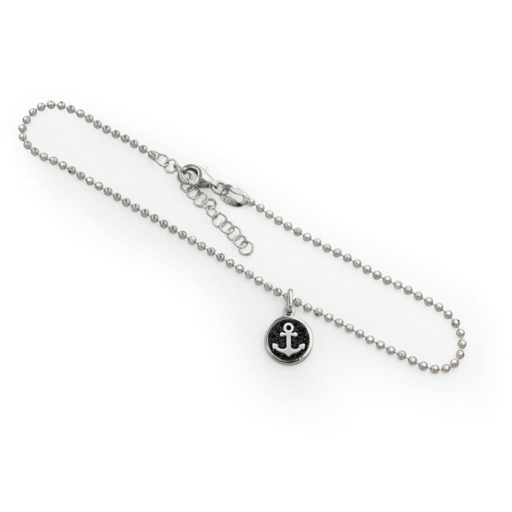 DUR Schmuck Fußkette HOFFNUNG 2.0 Lavasand Silber 925/- rhod. 22,5cm (A1705)