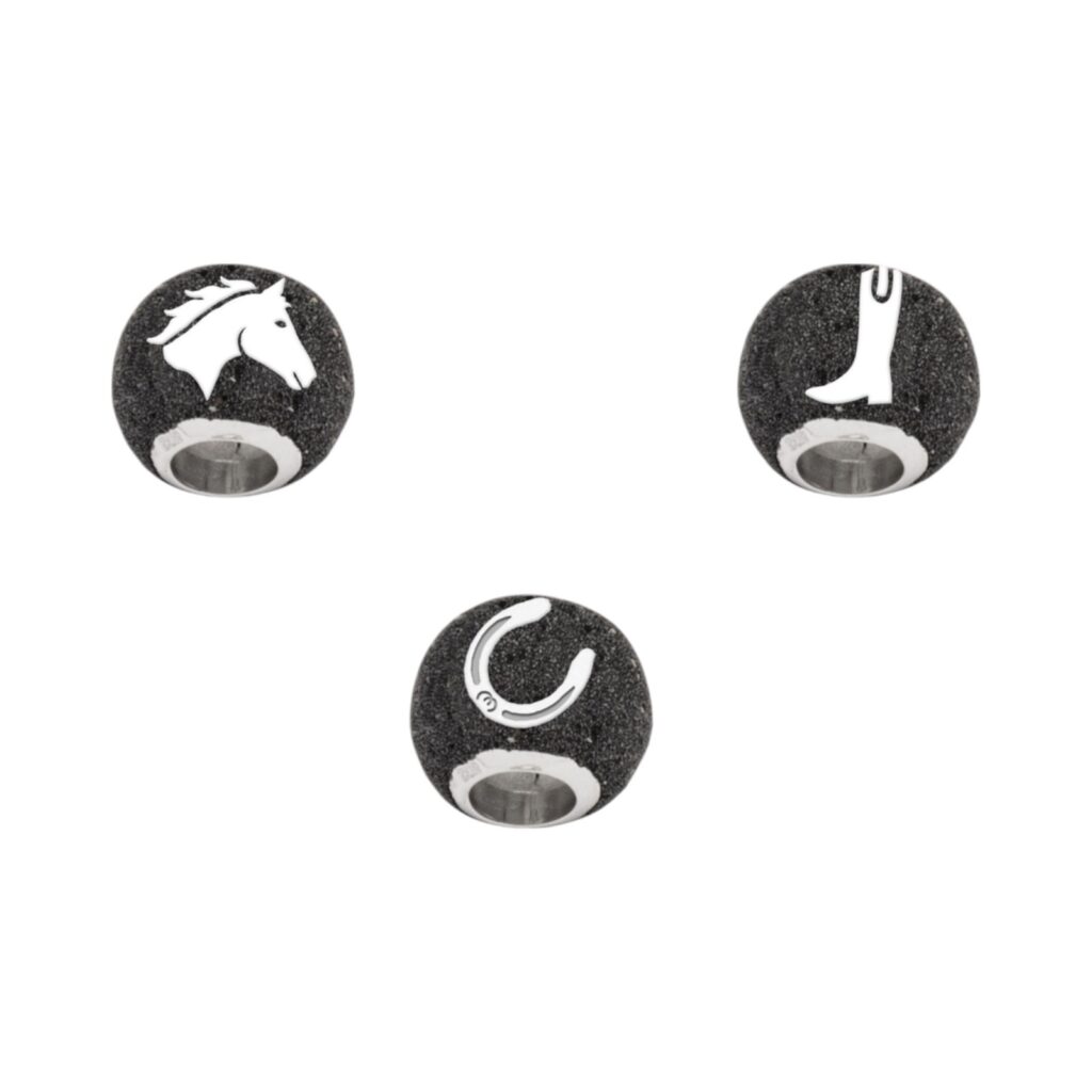 DUR Schmuck Bead PFERDEGLÜCK Lavasand, Silber 925/- rhodiniert. (P4922)