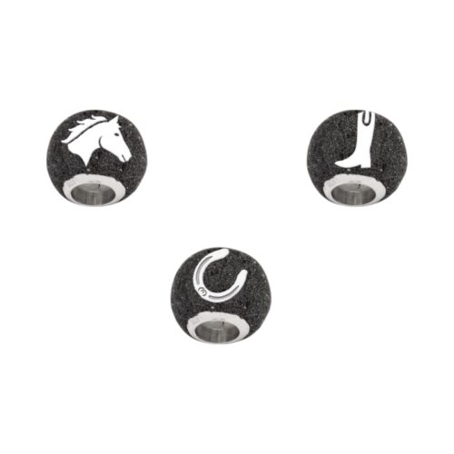 DUR Schmuck Bead PFERDEGLÜCK Lavasand, Silber 925/- rhodiniert. (P4922)