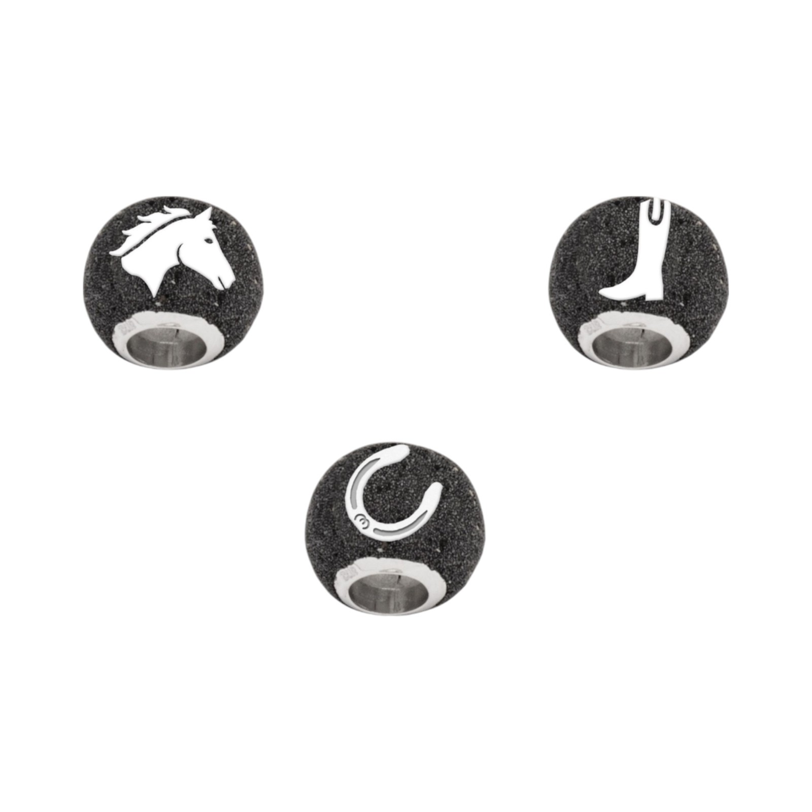 DUR Schmuck Bead PFERDEGLÜCK Lavasand, Silber 925/- rhodiniert. (P4922) – Bild 1