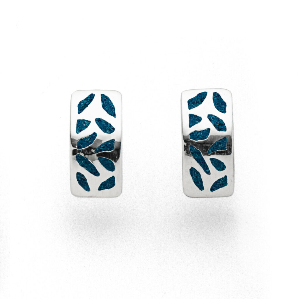 DUR Schmuck Ohrstecker WANDEL blauer Steinsand, Silber 925/- rhodiniert (O5353)