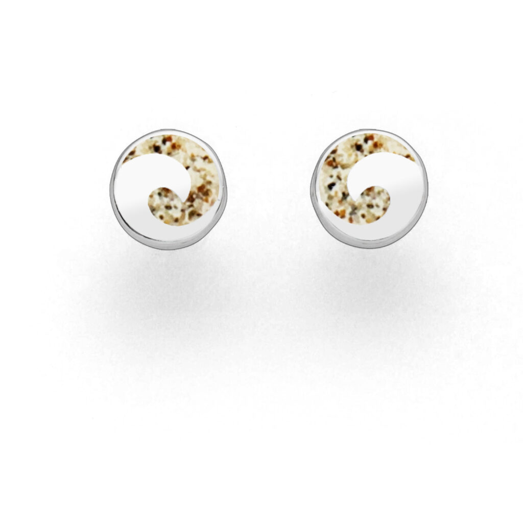 DUR Schmuck exklusiver Ohrstecker WAVE Strandsand, Silber 925/- rhod. (O4996)
