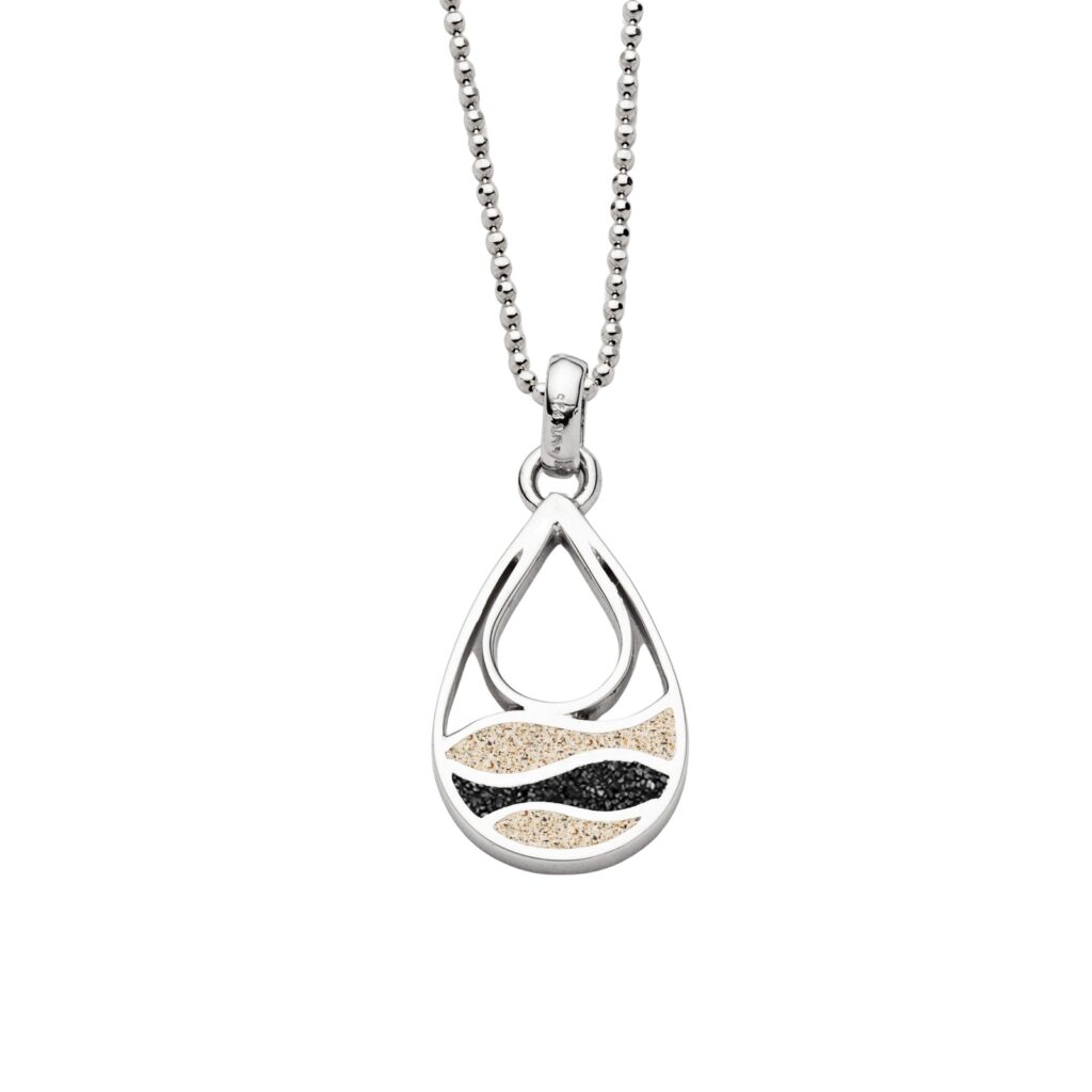 DUR Kette STRANDWELLEN, Strandsand, Lavasand Silber 925/- rhodiniert 45cm K3042
