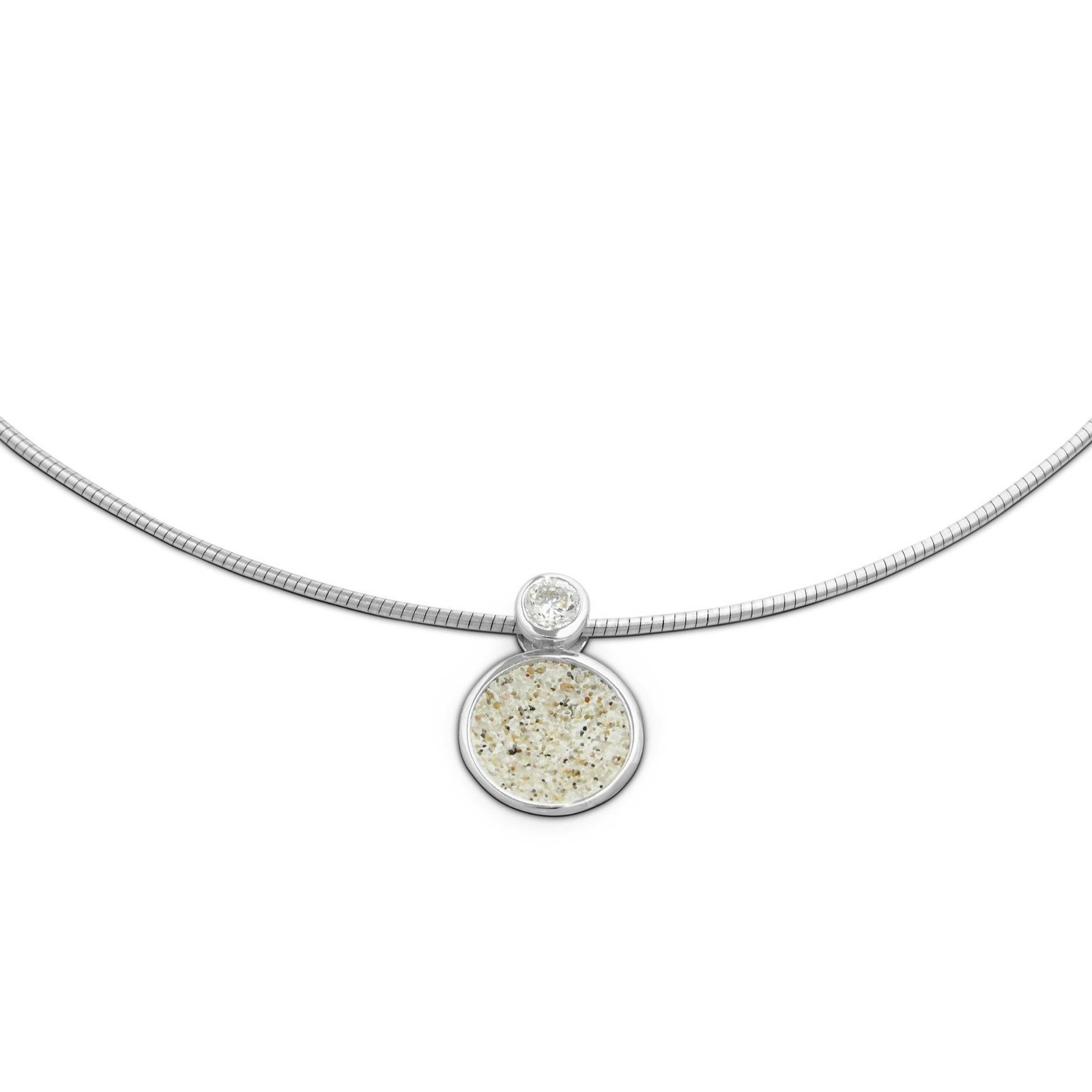 DUR Schmuck Kette POLARSTERN Strandsand, Zirk., Silber 925/- rhod. 42cm (K2456) – Bild 1