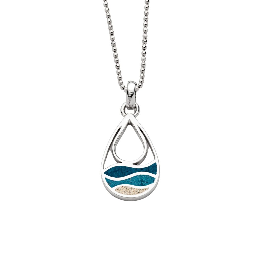 DUR Kette STRANDWELLEN, Strandsand / Steinsand, Silber 925/- rhod. 45cm (K3044)