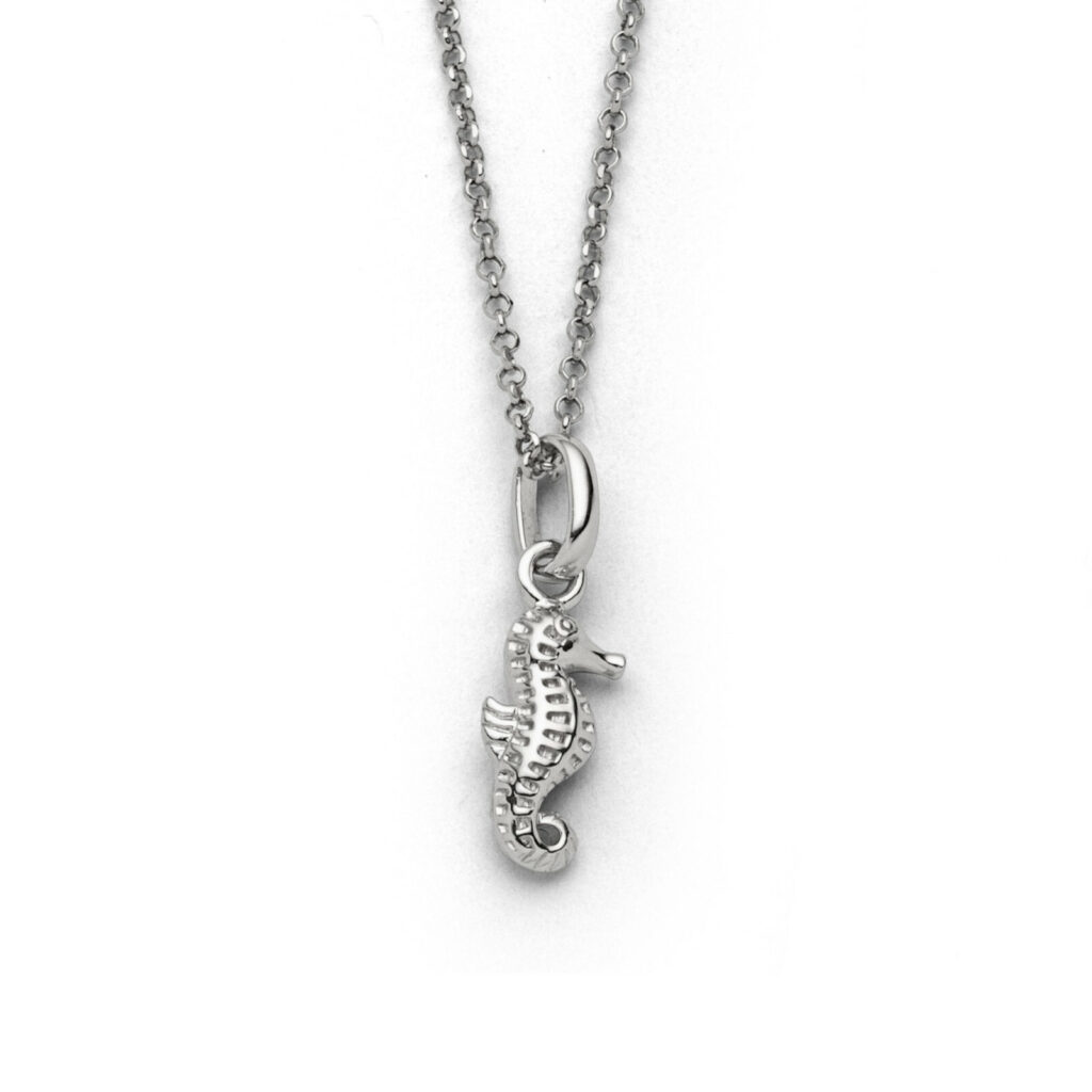 DUR Schmuck zierliche Kette SEEPFERDCHEN Silber 925/- rhodiniert 42cm (K2646)